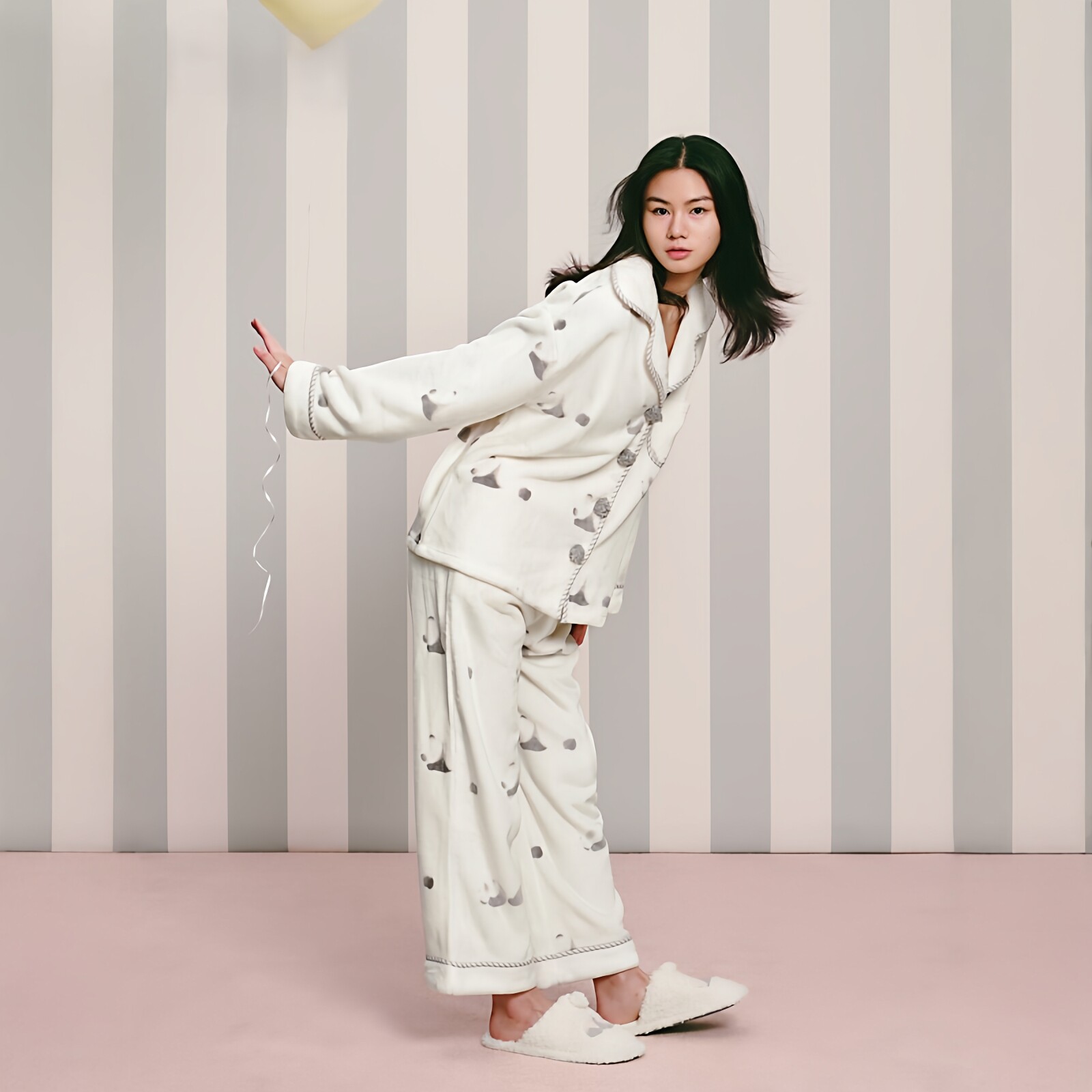 野家同款轻奢家居熊猫嘭嘭法兰绒家居服套装秋冬加厚可外穿睡衣女,女士内衣/男士内衣/家居服,睡衣/家居服套装,淘宝优惠券,粉丝福利购,淘宝优惠卷