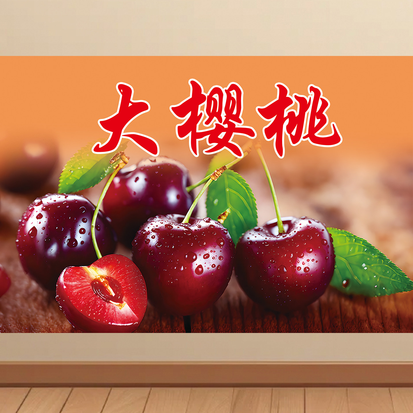 新鲜水果车厘子墙贴樱桃广告氛围海报墙纸防水自粘装饰画KT板贴画,家居饰品,软装墙贴,淘宝优惠券,粉丝福利购,淘宝优惠卷