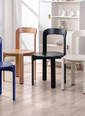 复古rey中古餐椅设计师实木椅子家用餐桌椅网红靠背书桌椅可叠放