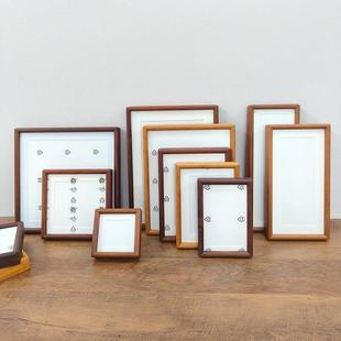 实木榫卯圆角框架胡桃色书法画框678寸长条桌面相框摆台厂家