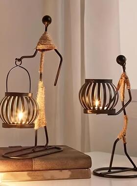 跨境铁艺烛台装饰品摆件欧式餐厅餐桌氛围灯蜡烛台家居金属工艺品