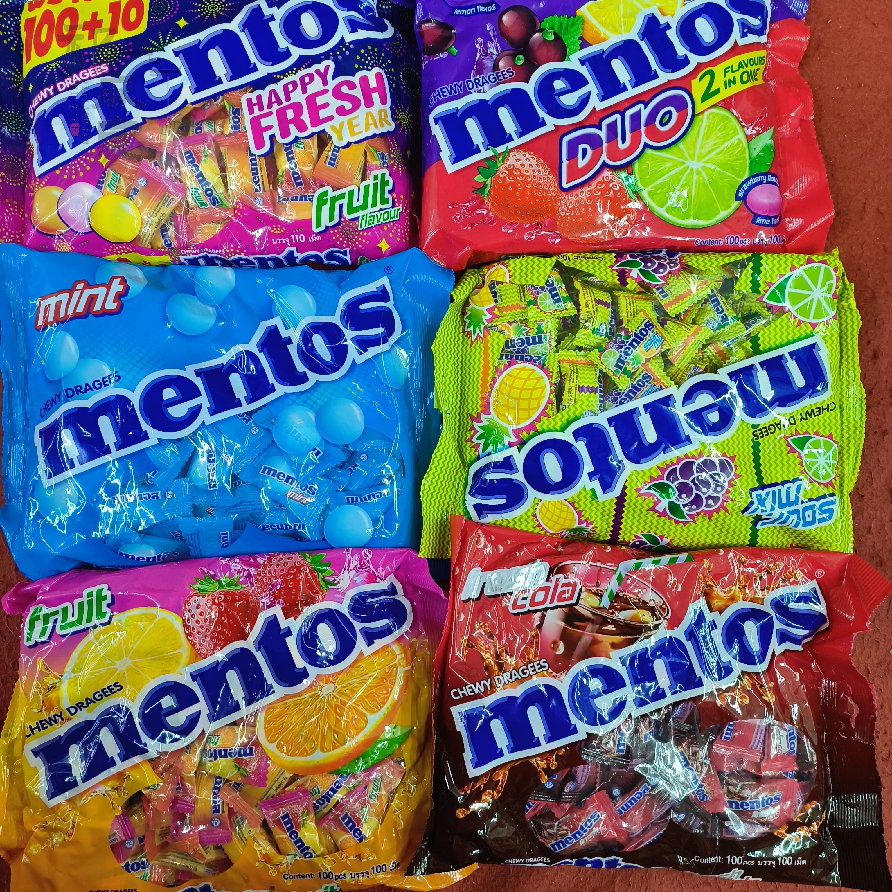 港版曼妥思Mentos橙子味 芒果味 可乐味 薄荷味水果软糖270克