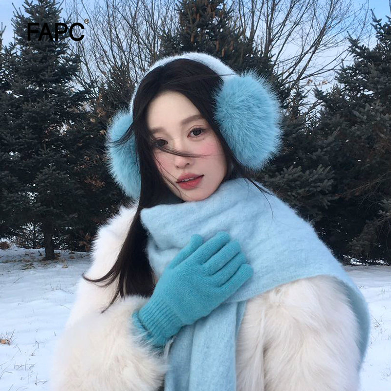 毛绒绒加厚耳罩女士2025冬季防寒保暖耳包毛球装饰可爱显脸小耳套