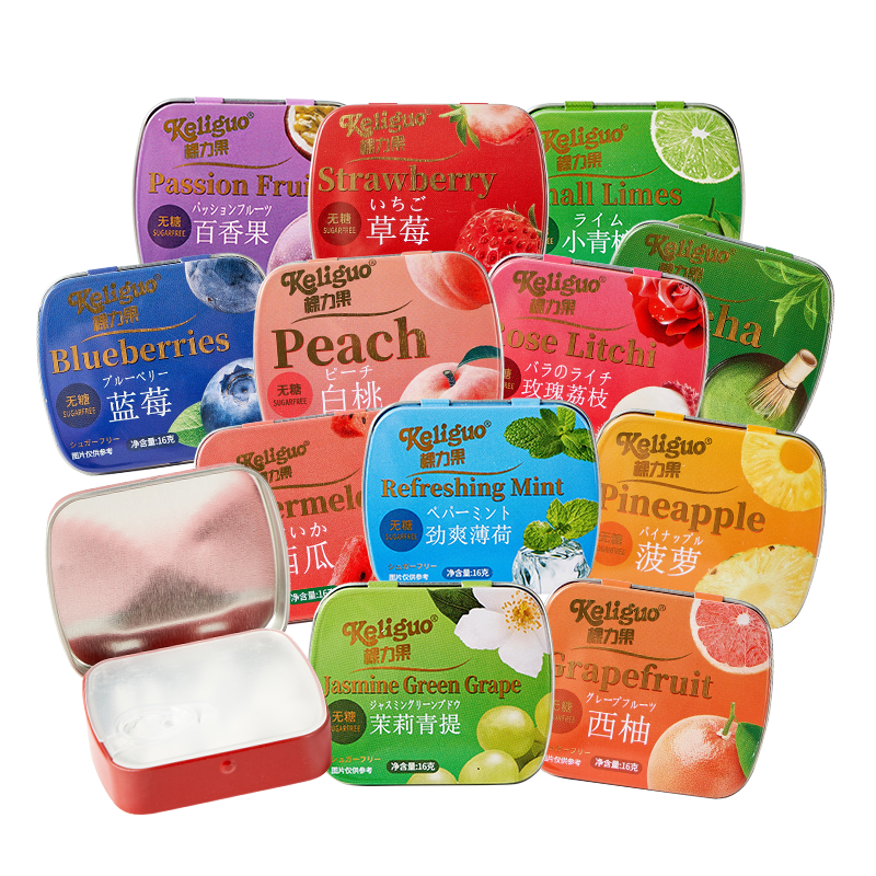 棵力果无糖薄荷糖铁盒装口香糖含片接吻糖果小零食强劲官方旗舰店