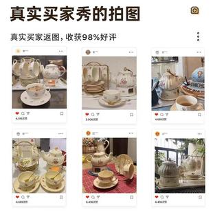 TD61水果茶壶套装 下午茶具茶杯送 家用法式 复古花茶壶蜡烛加热英式