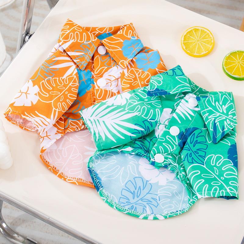 宠物沙滩树叶衬衫夏威夷狗狗猫咪金毛衣服春夏薄款透气T恤衫韩版