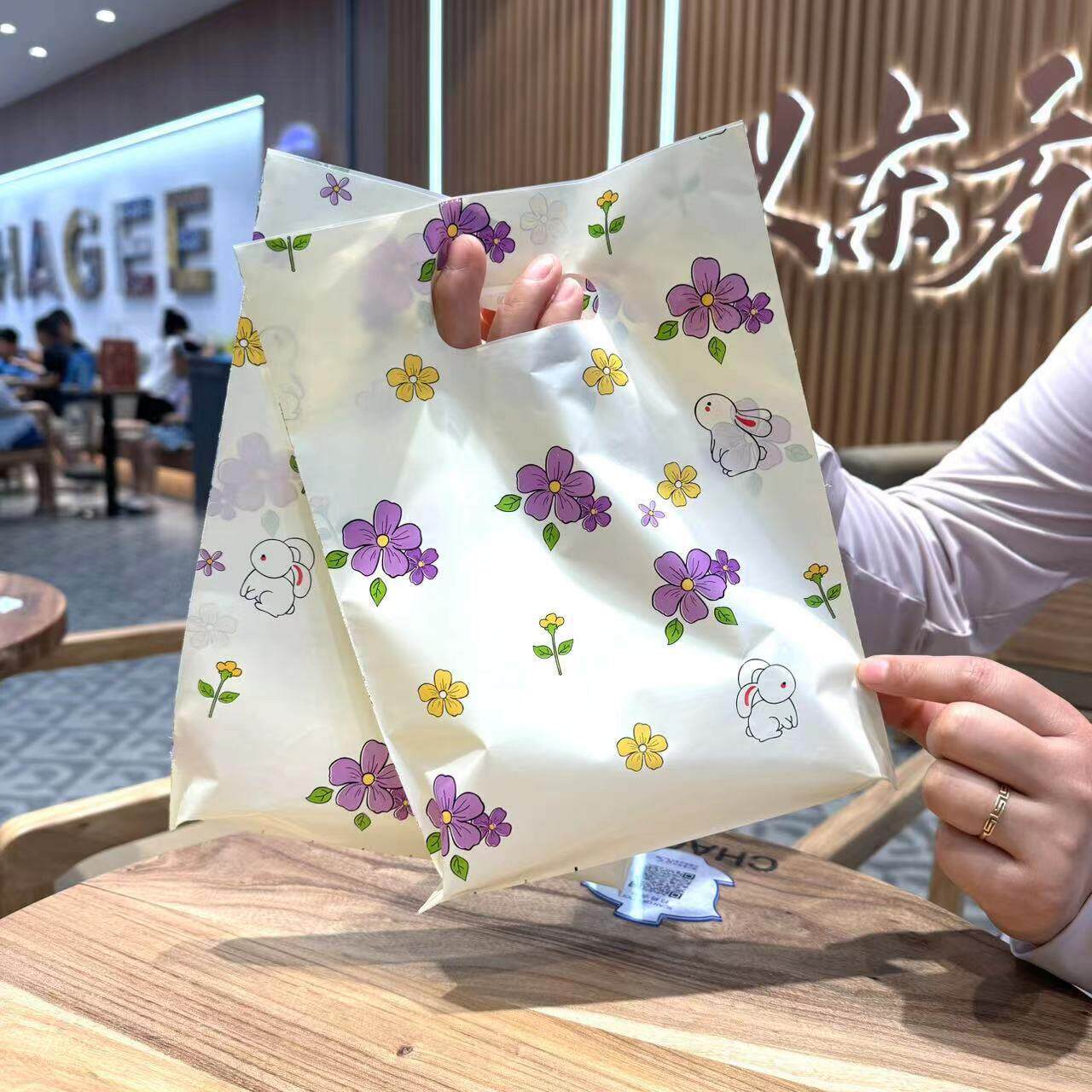 小饰品扣手袋儿童服装店加厚手提塑料袋耳钉首饰盒扣手袋平口袋