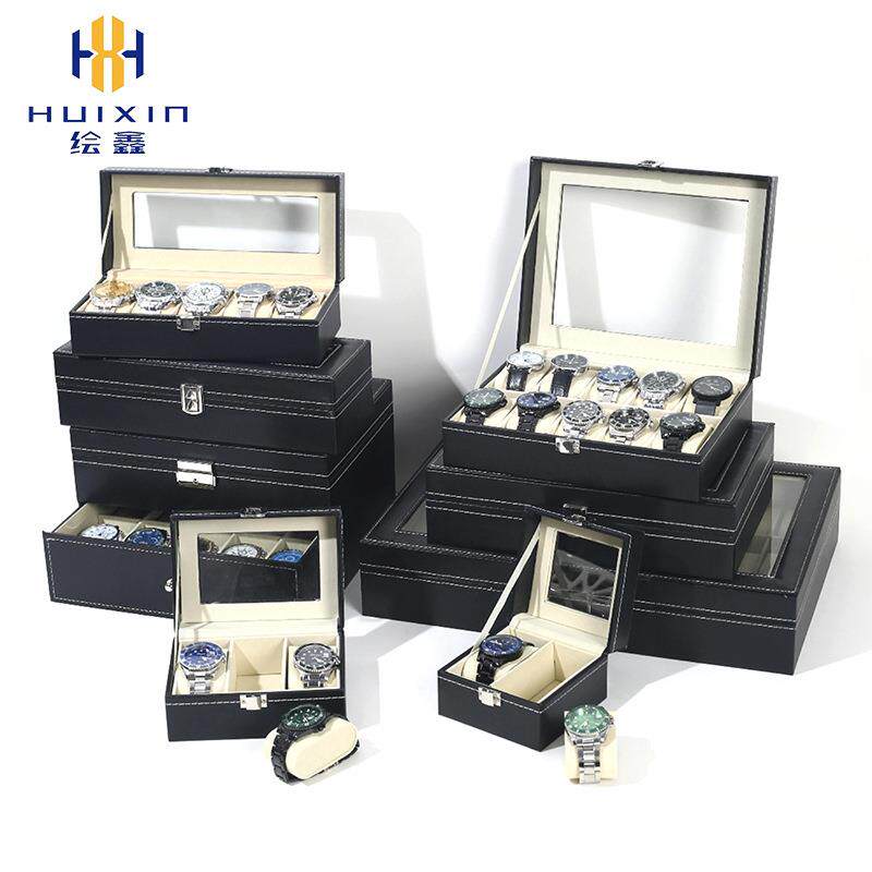 手表盒子高级手表收纳饰品盒现货皮质手表透明开窗收纳展示盒