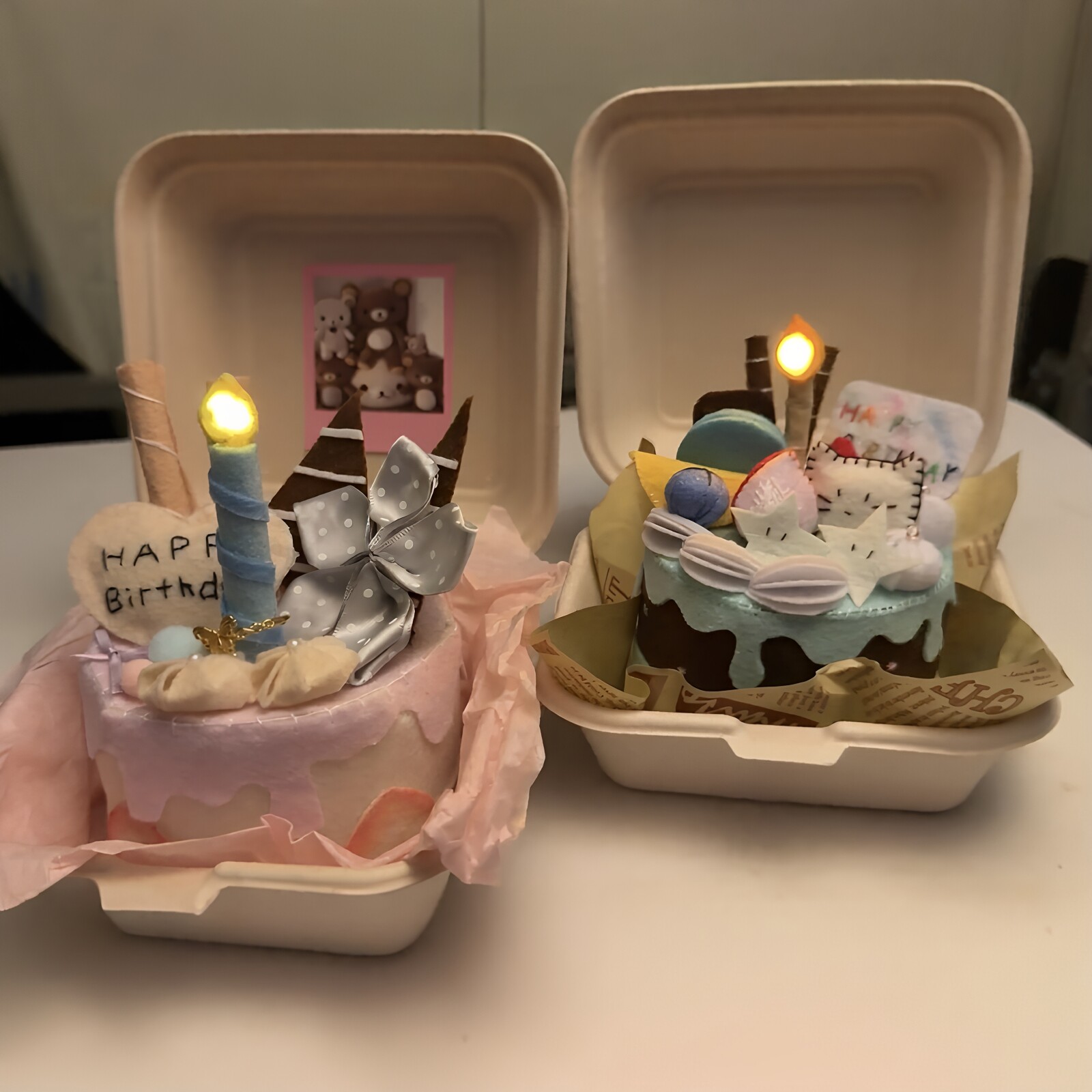 不织布生日蛋糕手工diy材料包可亮灯惊喜蛋糕礼物盒子送对象闺蜜