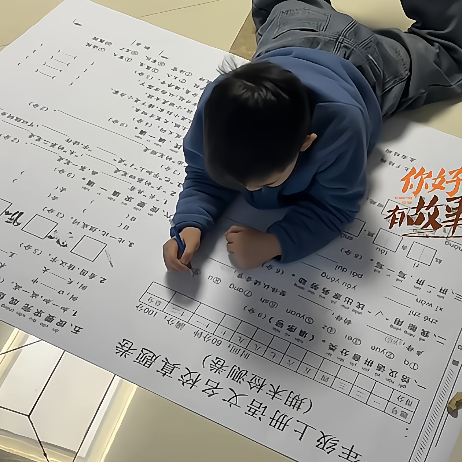 给孩子安排一张巨无霸超大试卷