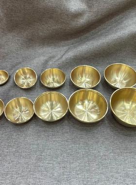 黄铜饭碗摆件黄铜实心加厚铜餐具铜碗筷子佛具供奉铜碗工艺品