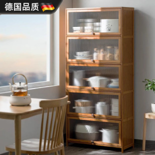 德国厨房置物架落地收纳柜子带门碗橱柜微波炉烤箱锅架餐边储物柜