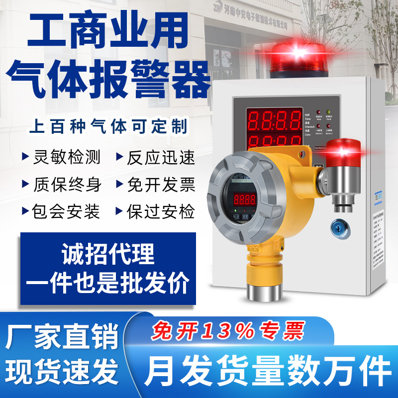 中安探可燃气体探测报警器喷漆房加油站氨氢氧氯浓度泄漏检测仪