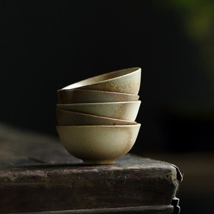 柴烧杯工夫d茶杯自然落灰茶具主人杯功夫小茶杯子单个陶瓷品茗杯