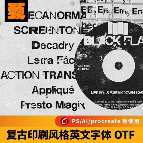 复古文艺术打字机印刷风格铅字感ai/procreate英文PS电脑字体下载
