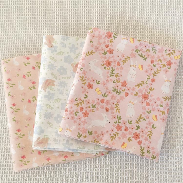 2.35门幅小清新可爱卡通兔子 纯棉斜纹面料全棉床品家居服布料