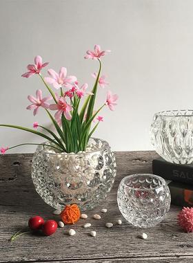 创意圆点透明玻璃花瓶 透明水晶球 水培绿萝婚庆装饰玻璃蜡烛台