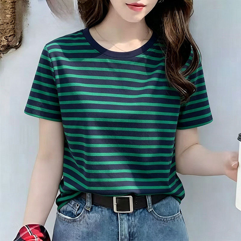 韩系妈条纹短袖T恤女2026图片
