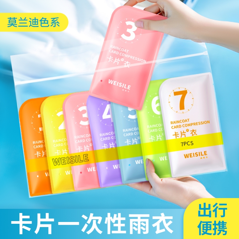 卡片一次性雨衣儿童成人外穿加厚套头长款全身防暴雨压缩便携雨披