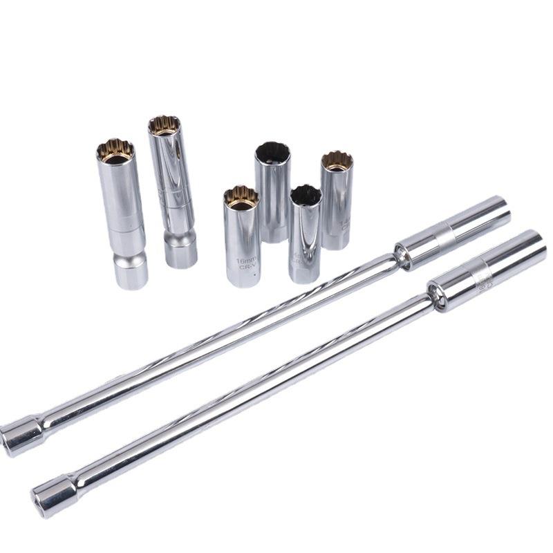 磁性火花塞套筒薄壁万向14mm16mm摇头摩托车火花塞扳手拆卸装工具