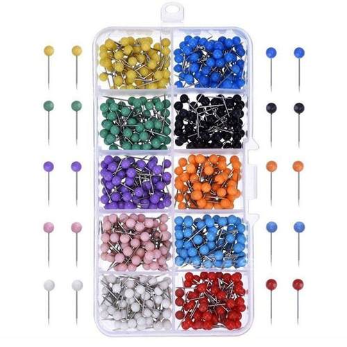 跨境热销 彩色大头针小号 塑料圆头短针15mm十色渔具主线轴定位针