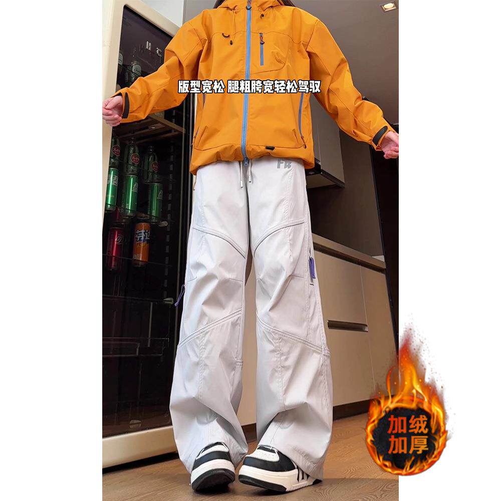 秋冬季加绒软壳冲锋裤男女机能防风防水加厚户外登山裤休闲长裤子