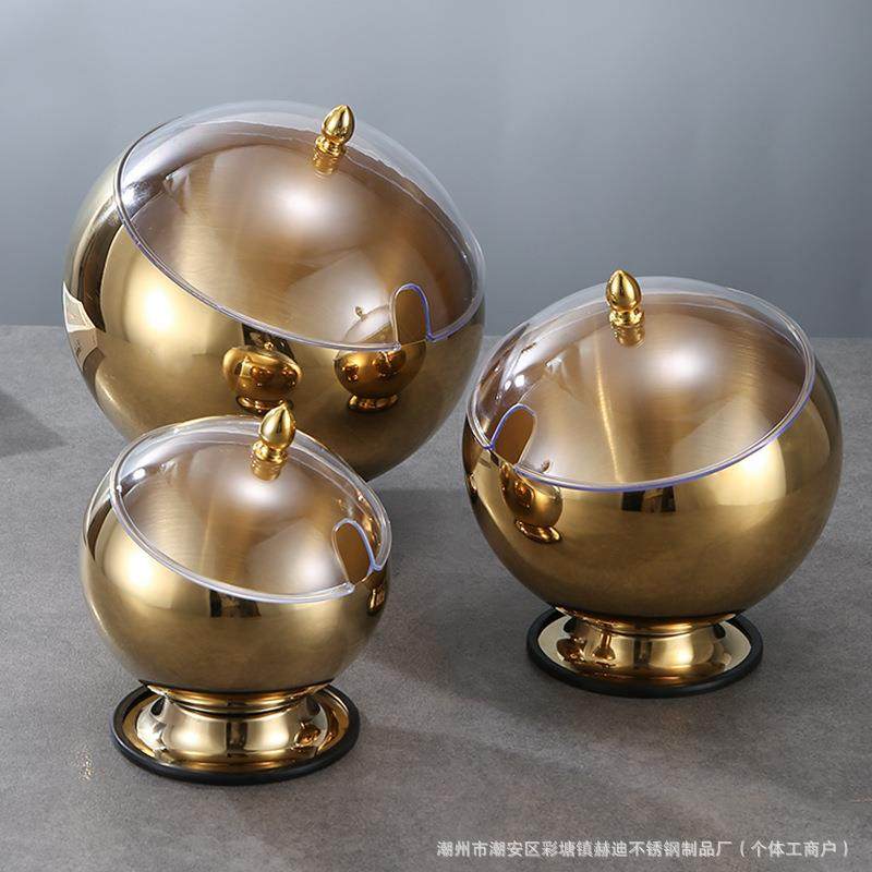 不锈钢斜口碗带盖火锅店酱料碗自助调料罐麻辣烫碗调味小料碗商用