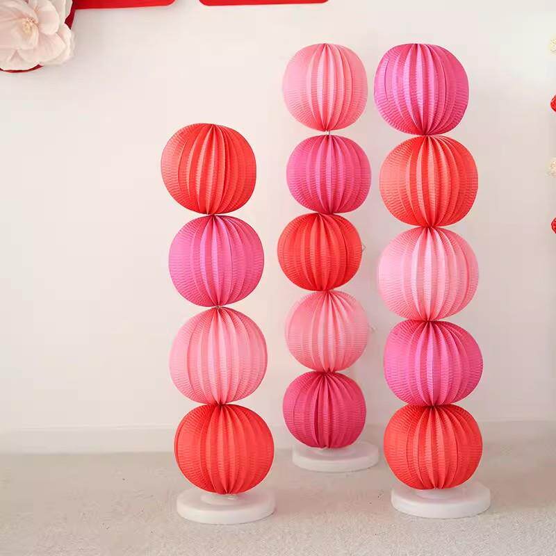 婚房挂饰西瓜球灯笼结婚订婚背景墙装饰灯笼立柱节日商场布置灯笼