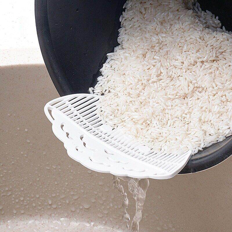 KM淘米器过滤挡板多功能沥水器篮厨房洗米量杯筛蛋液器小过滤网
