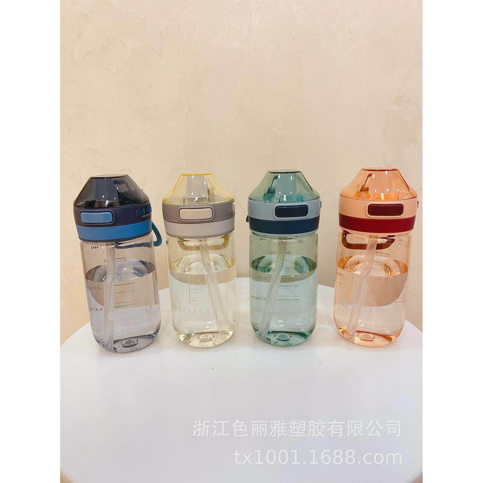 便携塑料饮水杯可爱弹跳盖水壶可提有吸管有大小号