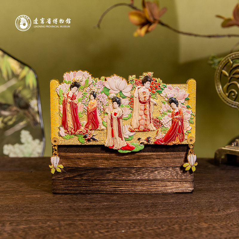 簪花仕女图浮雕立体金属冰箱贴