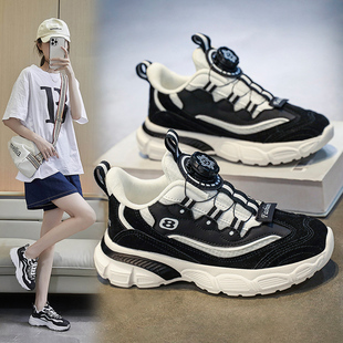 熊猫大童女鞋春秋季轻便运动跑步鞋初中学生女童软底老爹鞋女孩子