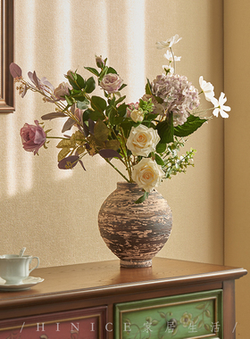Hinice 中古风创意手作景德镇粗陶花器陶瓷酒店民宿插花摆件