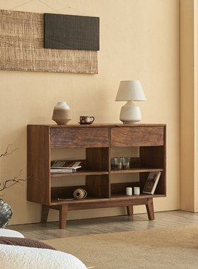 Hinice 侘寂风实木餐边柜日式复古中古风家用玄关柜子民宿斗柜