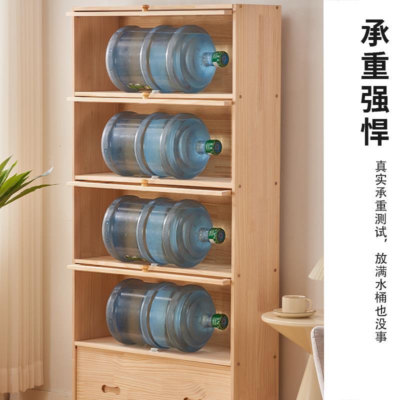 实木儿童书柜书架落地置物架储物柜一体靠墙带柜门玻璃门收纳展示