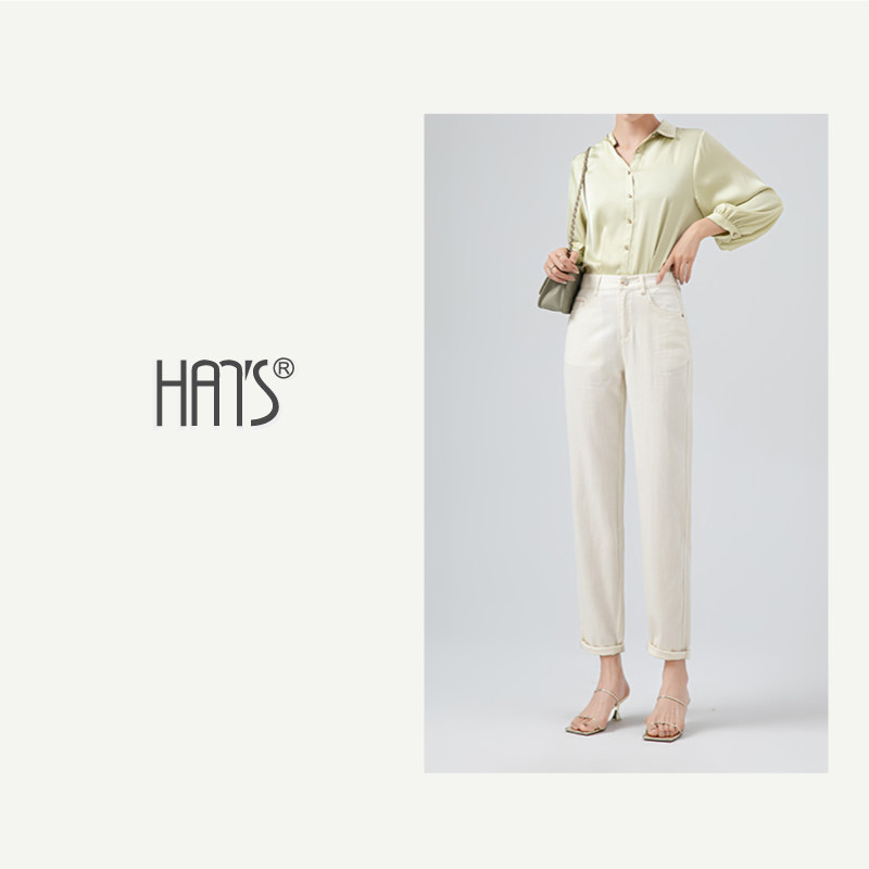 韩氏伊人哈伦牛仔裤女春季2025年新款小个子休闲百搭九分镰刀裤子