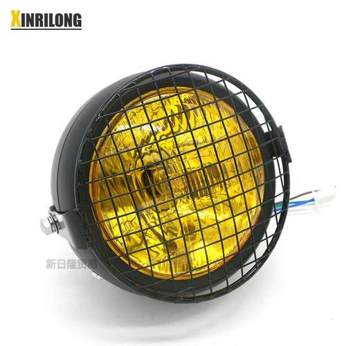 CG125改装复古大灯 GN125通用黑壳圆前大灯 摩托车配件大灯网罩