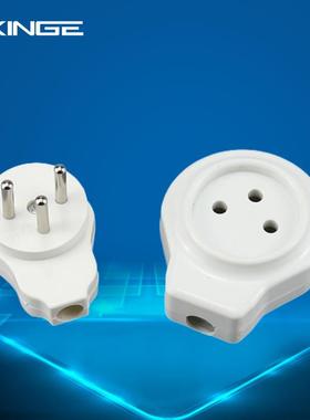 以色列接线插头 白色16A标准以色列装配圆柱公母对接三极电源插头