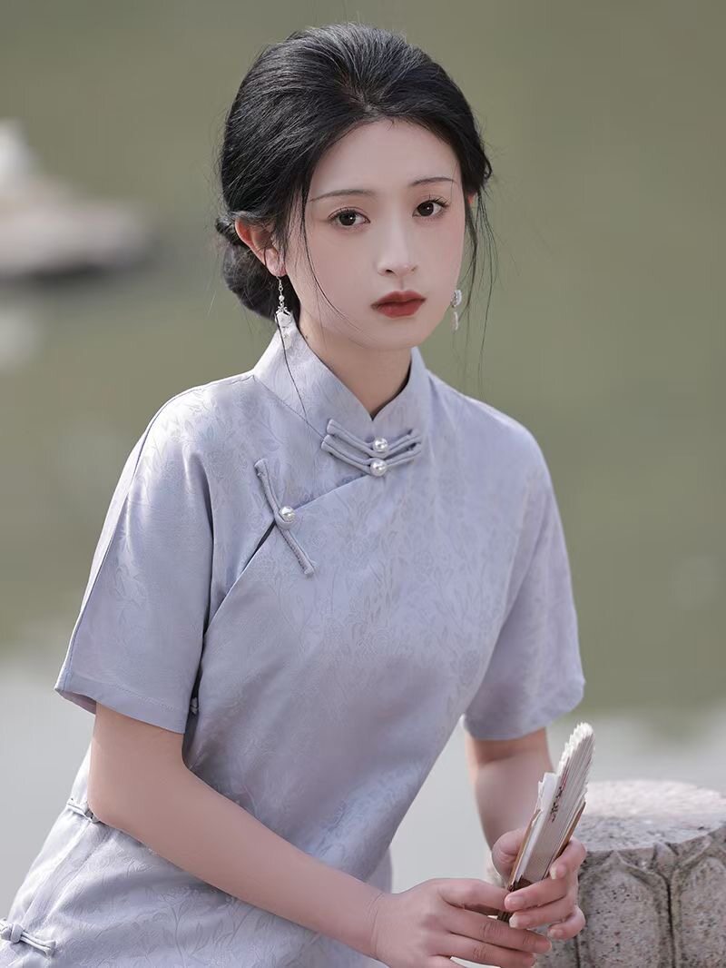 一片式无省日常旗袍皎白月文艺