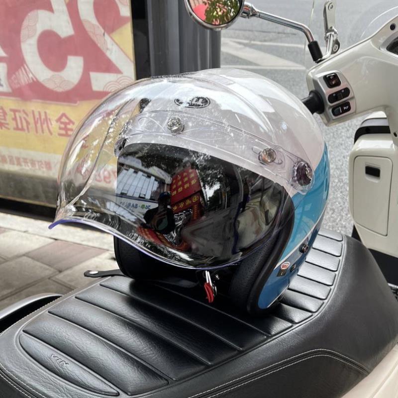 Bell500 MT摩托车复古头半盔防挡风泡泡镜片玻璃面罩电镀银防晒