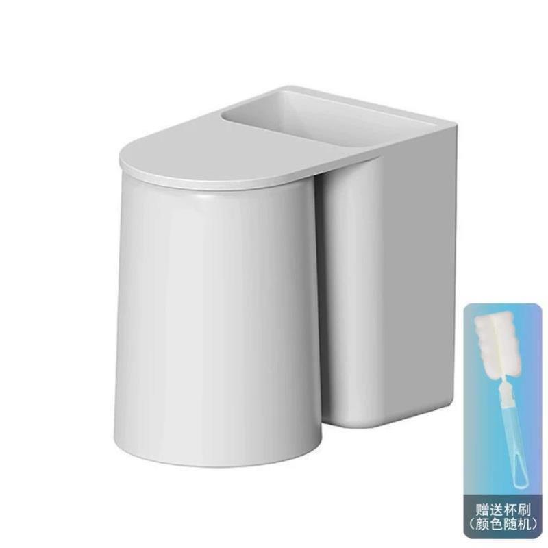 磁吸式漱口杯电动牙刷架壁挂式免打孔套装卫生间置物一家三口卡通