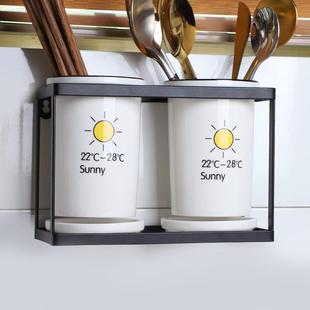 泰留恋北欧风陶瓷筷子筒沥水家用厨房挂墙筷子盒收纳架筷子笼622