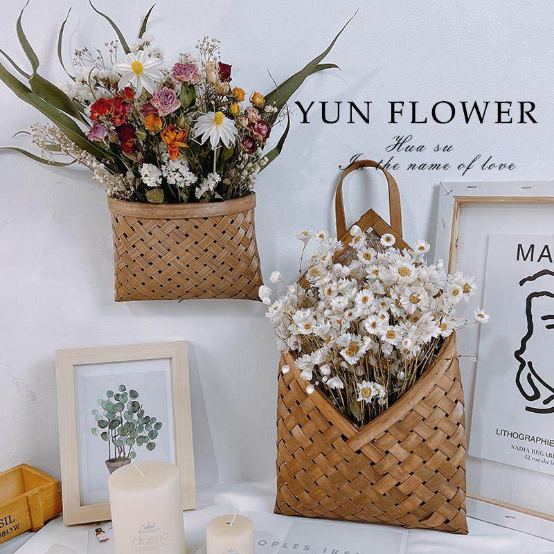 壁挂竹编花篮干花ins网红天然真花墙面装饰民宿客栈家居插花摆设,鲜花速递/花卉仿真/绿植园艺,干花,淘宝优惠券,粉丝福利购,淘宝优惠卷