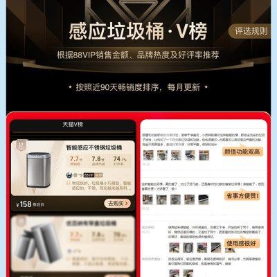 汉世刘家智能感应式垃圾桶家用客厅卧室不锈钢自动厕所卫生间