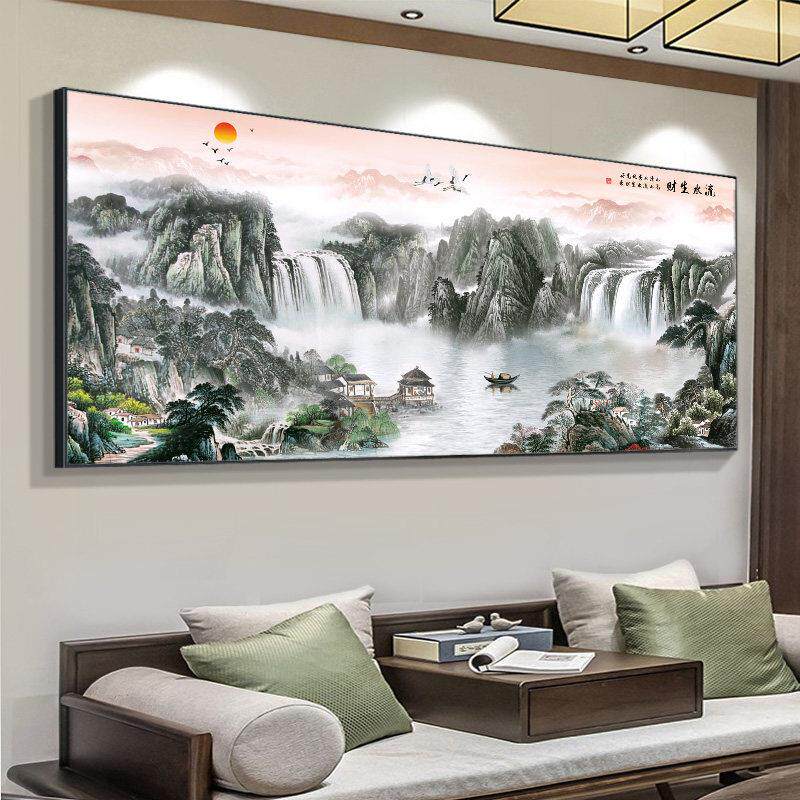 新中式山水画客厅挂画沙发背景墙装饰画壁画中国风国画办公室字画