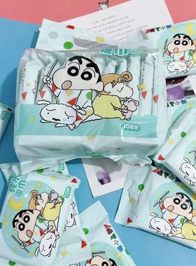 10包 绿色蜡笔小新湿巾10抽便携婴儿湿巾 儿童一次性手口清洁湿纸