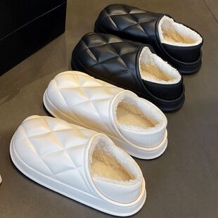 冬季拖鞋男毛绒外穿情侣居家冬天保暖百搭踩屎感棉拖鞋女室内加绒