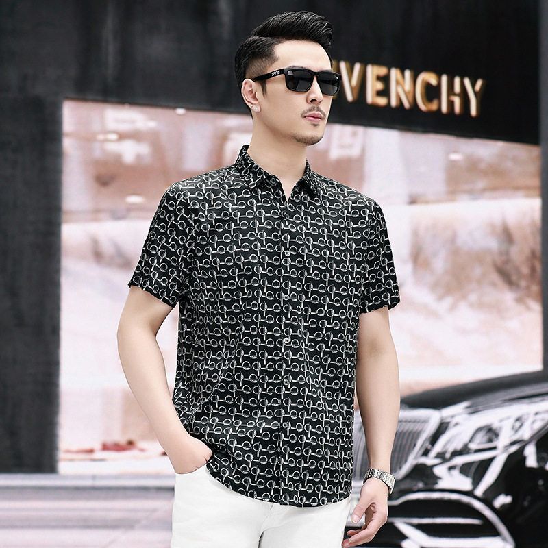 丝绸男士短袖衬衫2025夏装新品