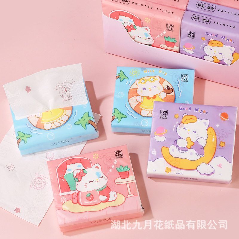 小动物卡通印花纸巾原生木浆可