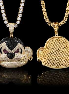 Hip-hop copper inlaid zircon steet gorilla pendant real gold
